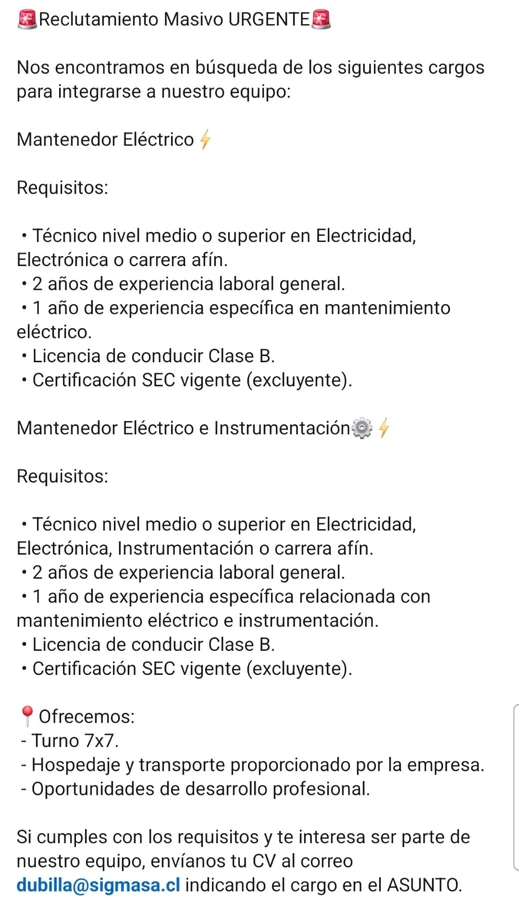Mantenedores Eléctricos e Instrumentación - imagen 1