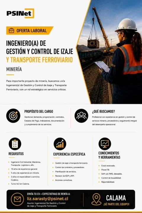 Ingeniero de Gestión y Control de Izaje y Transporte - imagen 1