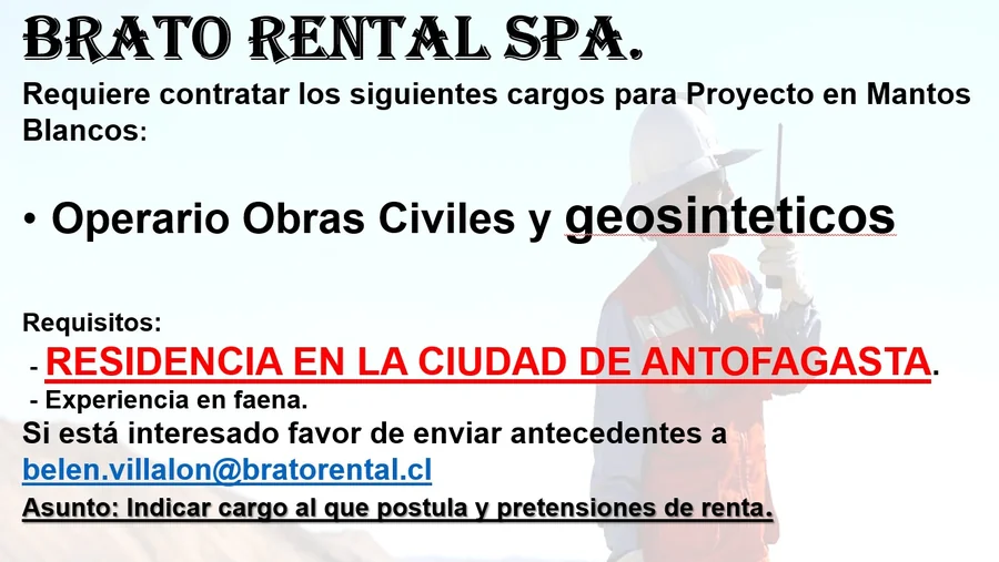 Operario Obras Civiles y Geosinteticos - imagen 1