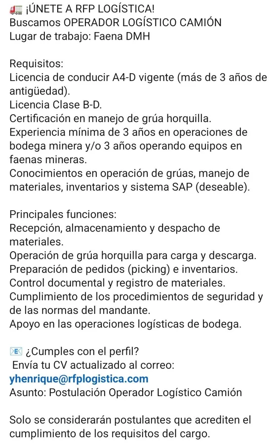 Operador Logístico Camión - imagen 1