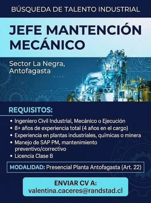Jefe de Mantención Mecánico - imagen 1