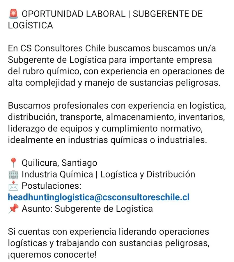 Subgerente de Logística - imagen 1