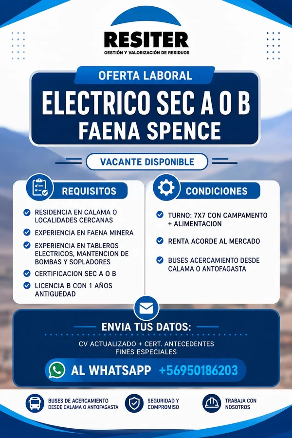 Eléctrico SEC A o B - Faena Spence - imagen 1