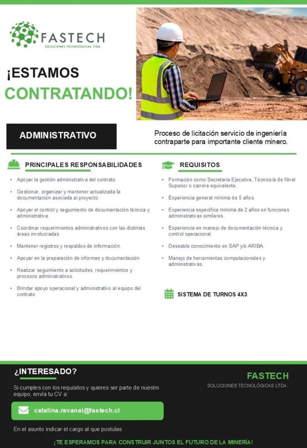 Administrativo para Proyecto Minero - imagen 1