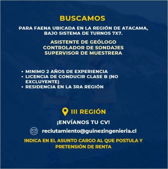 Asistente de Geólogo, Controlador de Sondajes y Supervisor - imagen 1