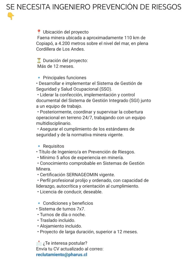 Ingeniero Prevención de Riesgos - imagen 1