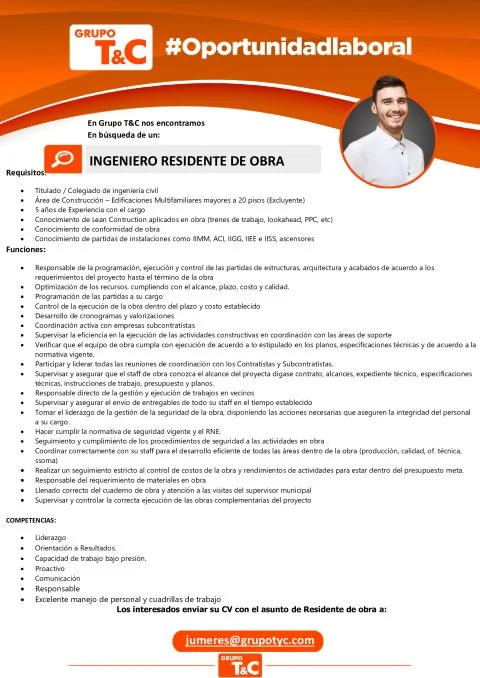 Ingeniero Residente de Obra - imagen 1