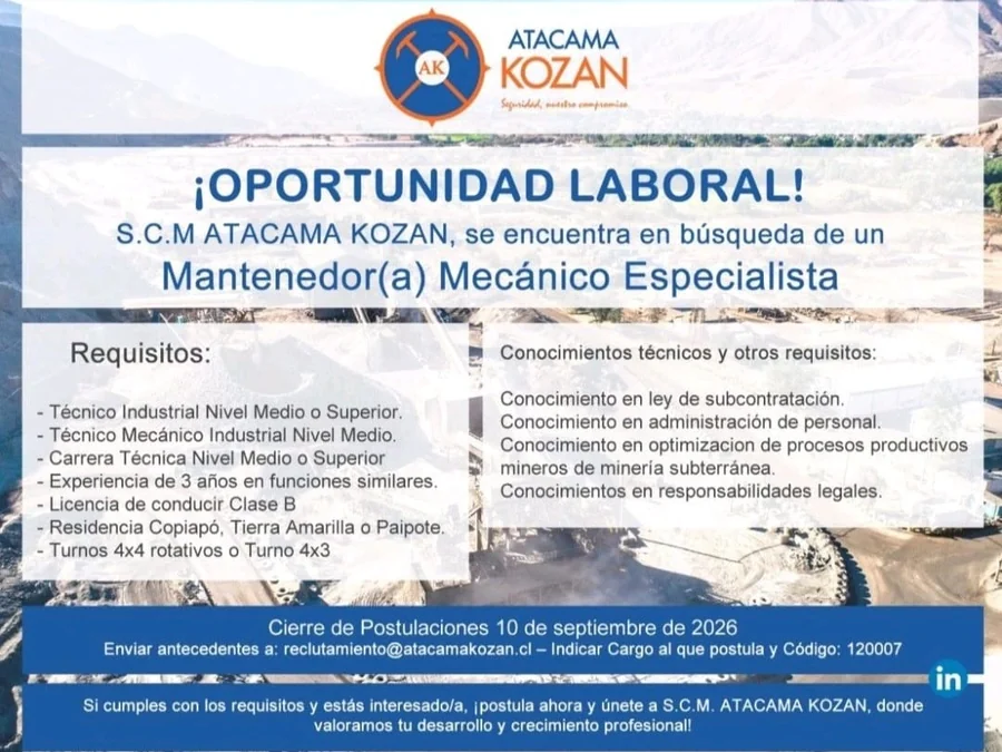 Mantenedor Mecánico Especialista - imagen 1