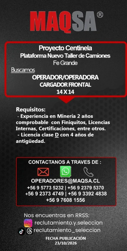 Operador / Operadora Cargador Frontal - imagen 1