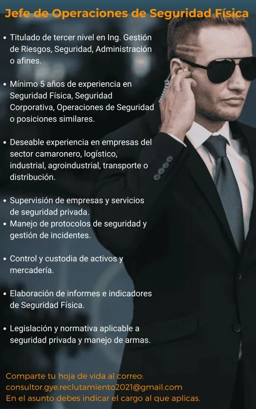 Jefe de Operaciones de Seguridad Física - imagen 1
