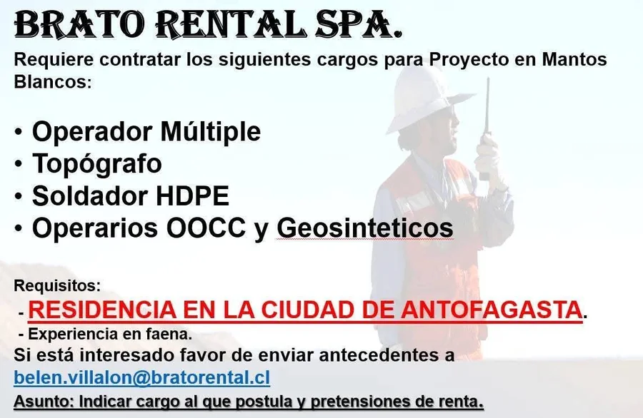 Cargos Operativos para Proyecto en Mantos Blancos - imagen 1