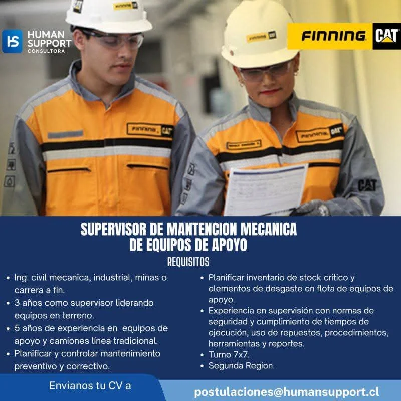 Supervisor de Mantención Mecánica de Equipos de Apoyo - imagen 1