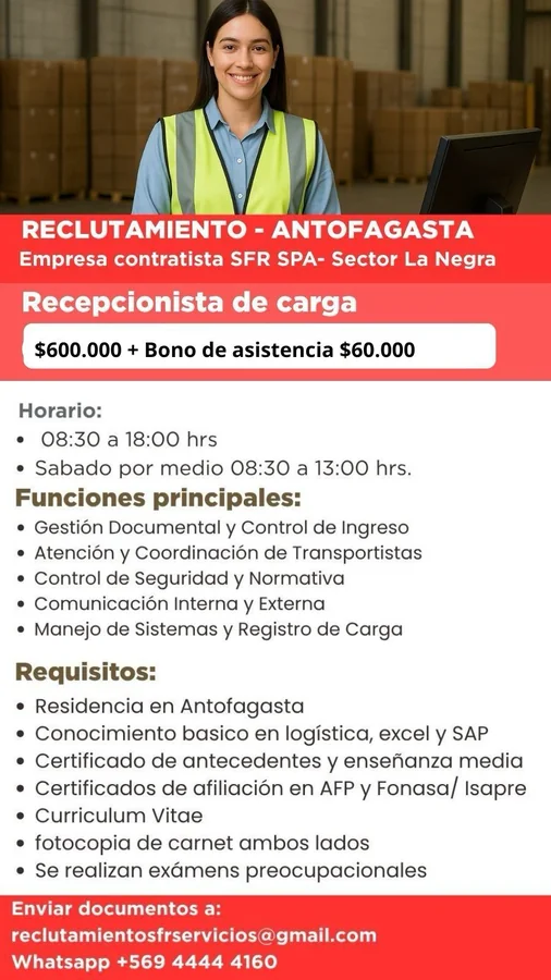 Recepcionista de carga - imagen 1