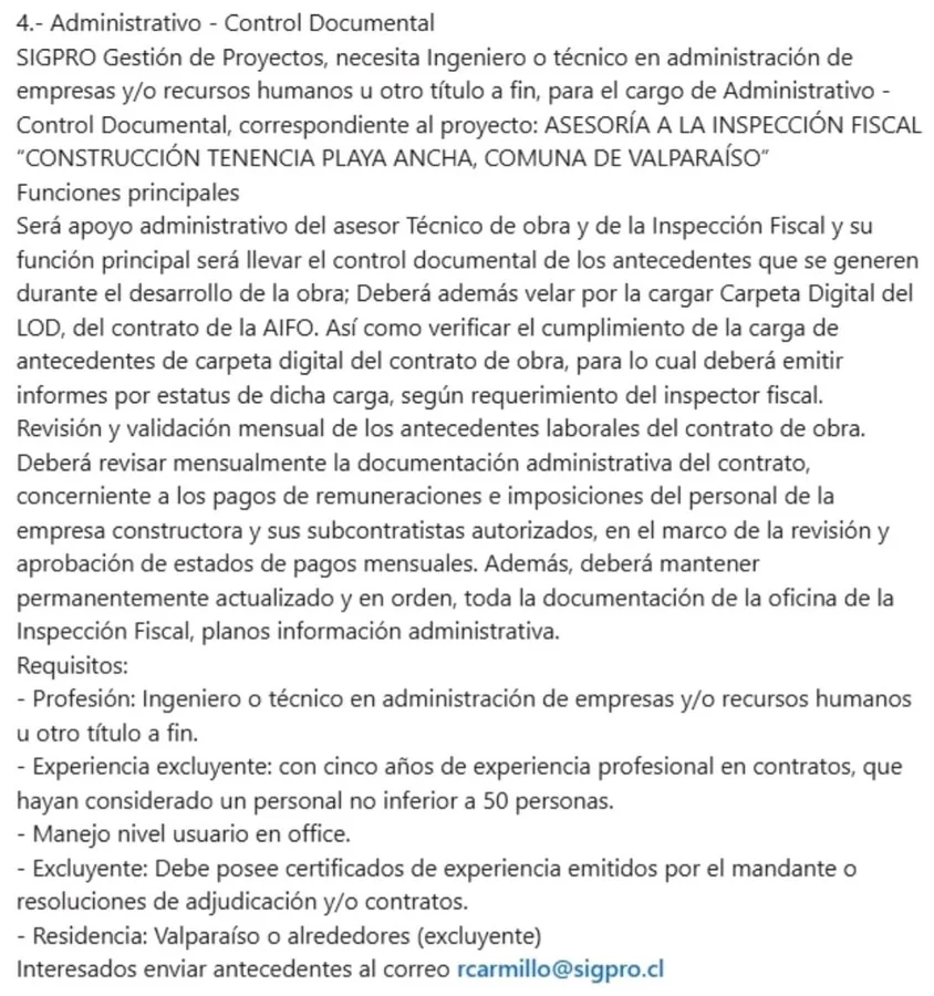 Administrativo - Control Documental - imagen 1