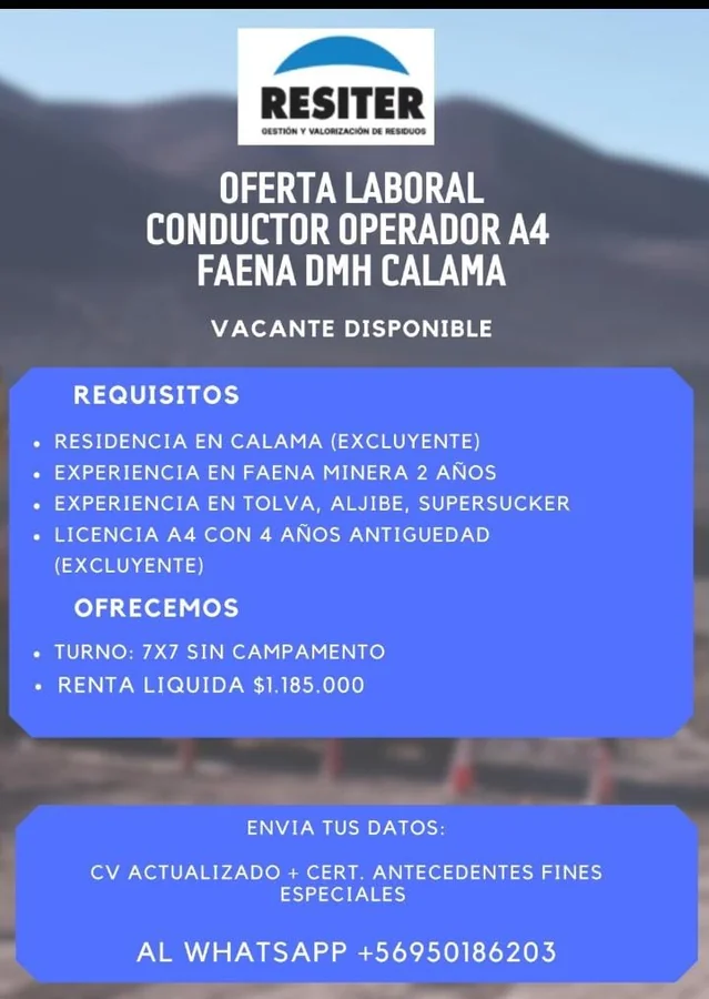 Conductor Operador A4 - imagen 1