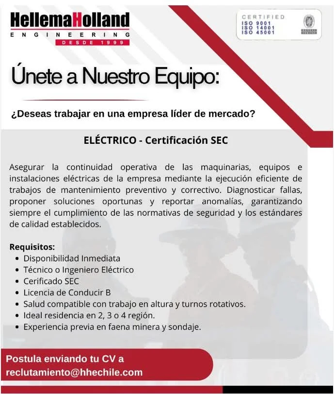 Técnico o Ingeniero Eléctrico Certificado SEC - imagen 1