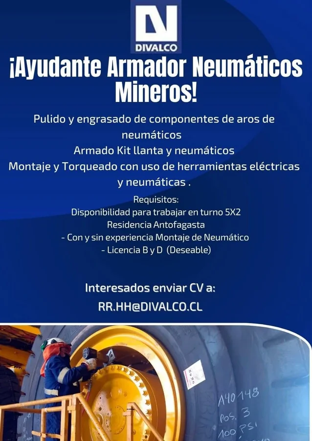 Ayudante Armador de Neumáticos Mineros - imagen 1