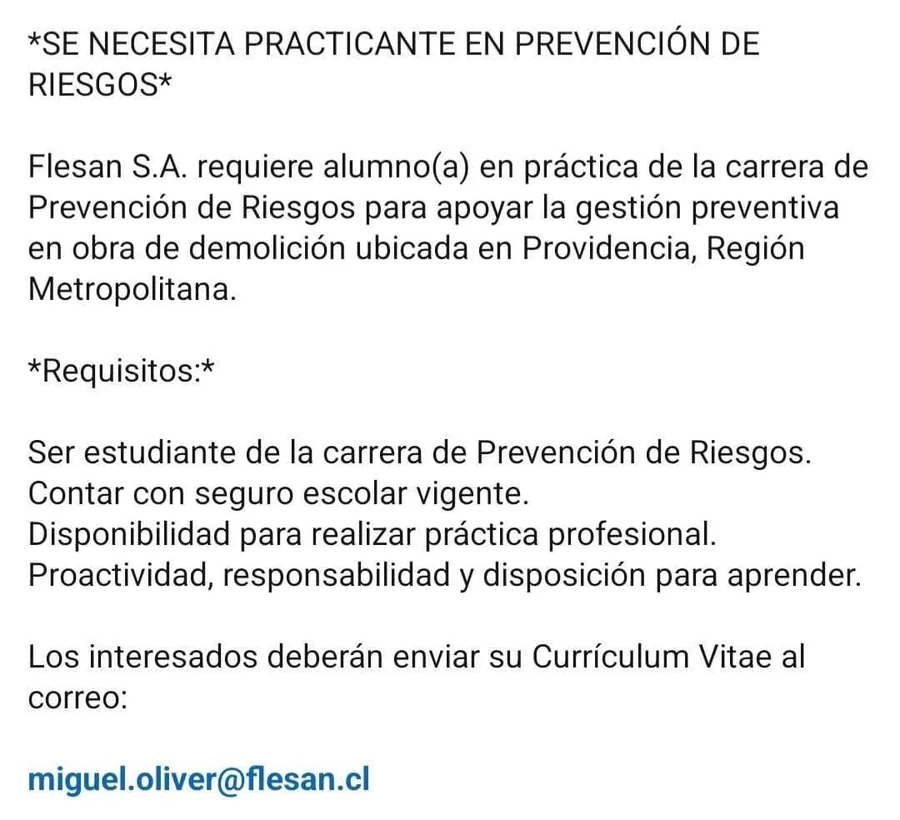 Practicante en Prevención de Riesgos - imagen 1