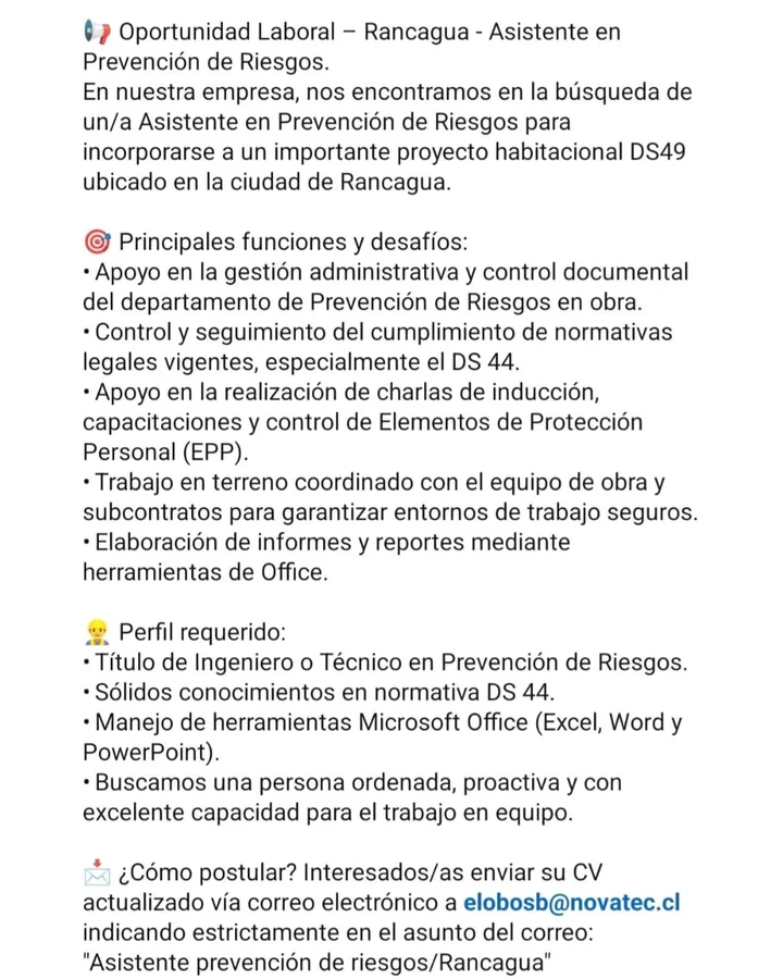 Asistente en Prevención de Riesgos - imagen 1