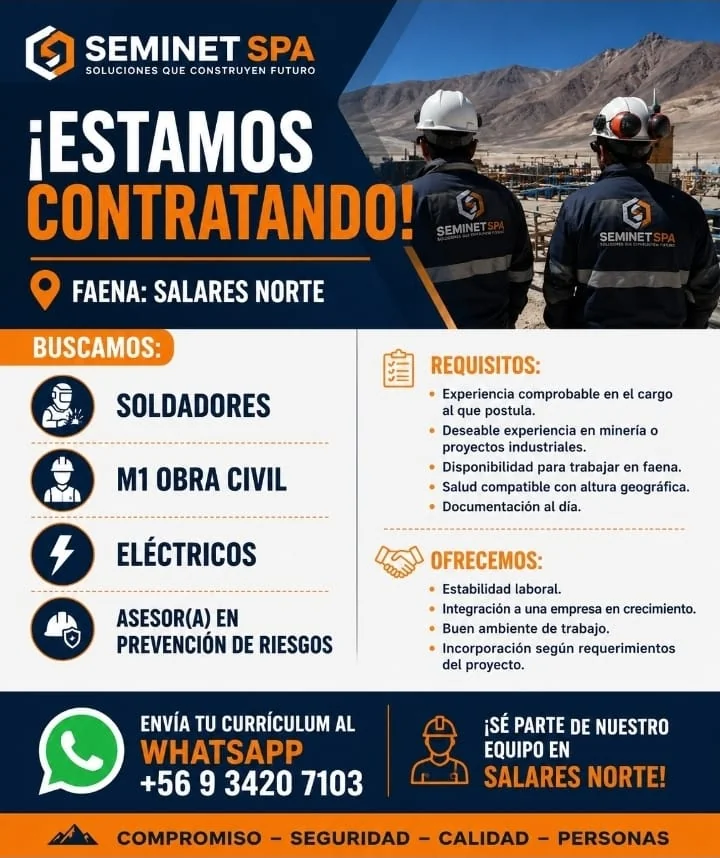 Búsqueda de personal para faena Salares Norte - imagen 1
