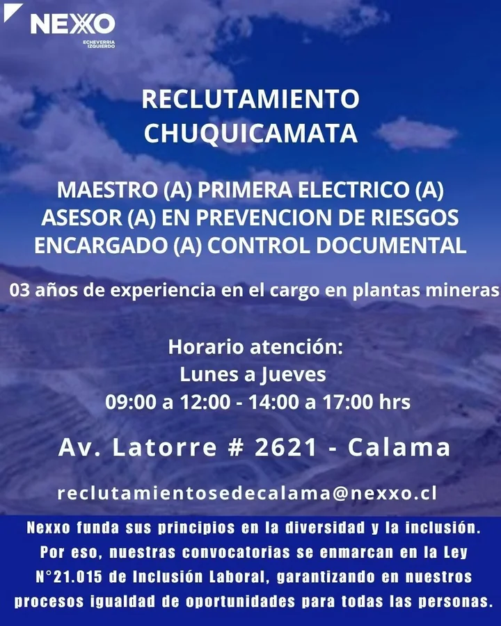 Reclutamiento Chuquicamata: Cargos Técnicos y Operativos - imagen 1