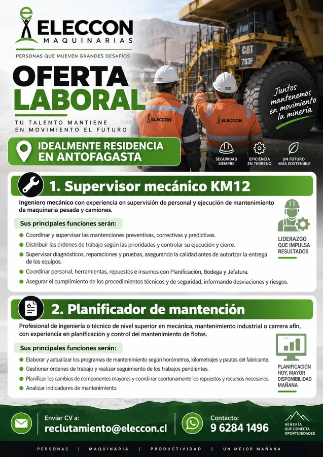 Supervisor Mecánico y Planificador de Mantención - imagen 1