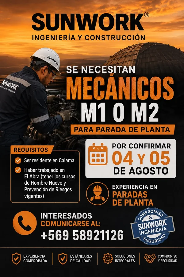 Mecánicos M1 y M2 para Parada de Planta - imagen 1