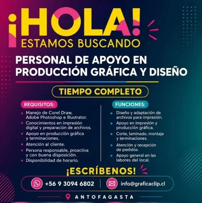 Personal de apoyo en producción gráfica - imagen 1