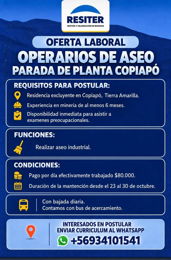 Operario de Aseo Parada de Planta - imagen 1