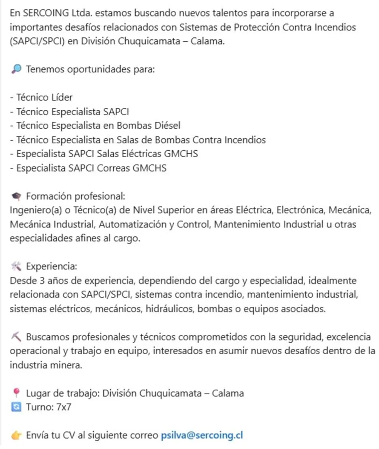 Técnicos y Especialistas en Sistemas Contra Incendios - imagen 1