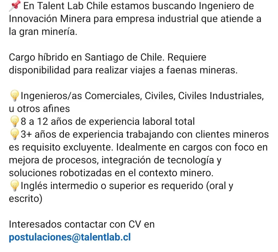 Ingeniero de Innovación Minera - imagen 1