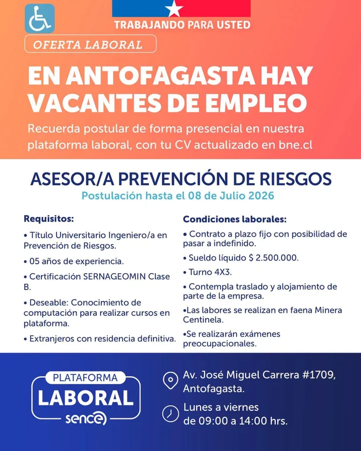 Asesor/a Prevención de Riesgos Minera Centinela - imagen 1