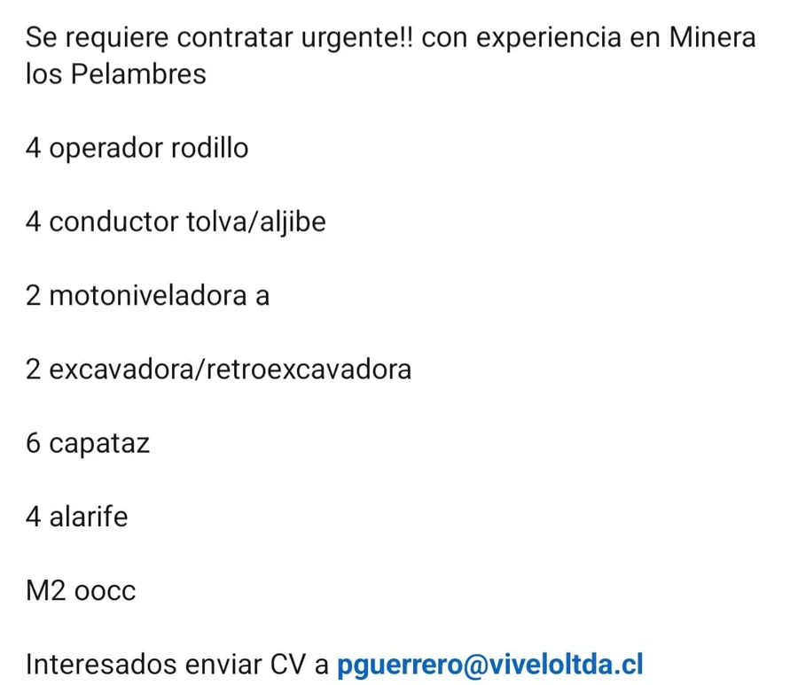 Operadores, Conductores y Capataces para Minera - imagen 1