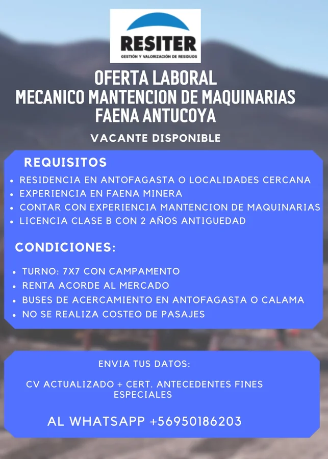 Mecánico de Mantención de Maquinarias - imagen 1