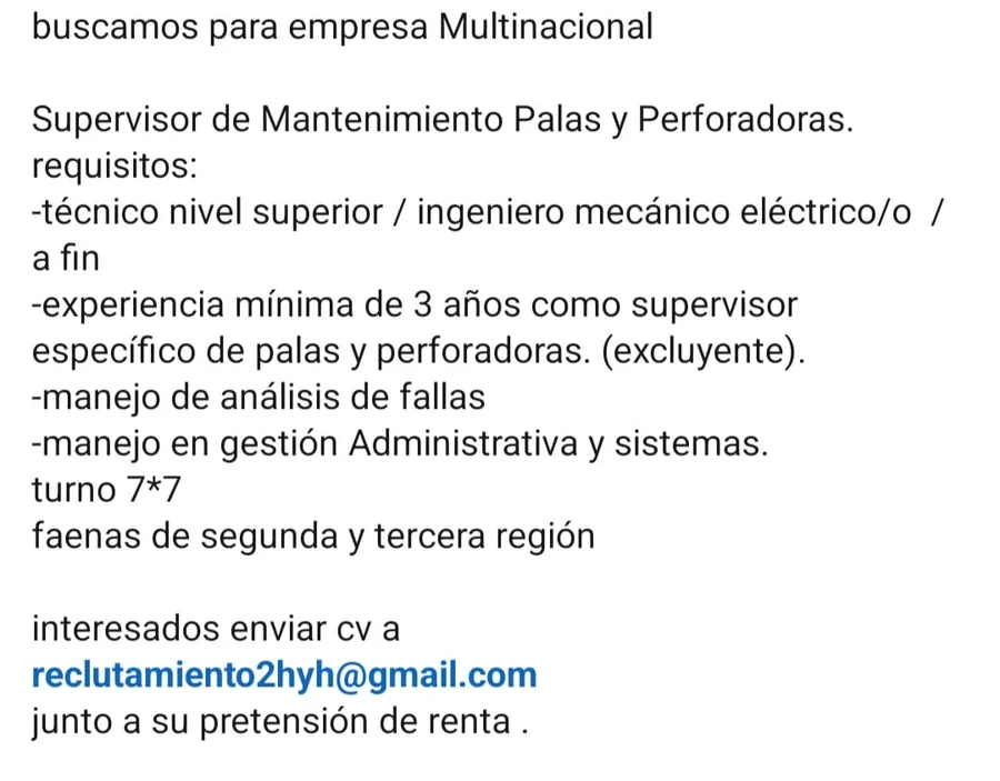 Supervisor de Mantenimiento Palas y Perforadoras - imagen 1