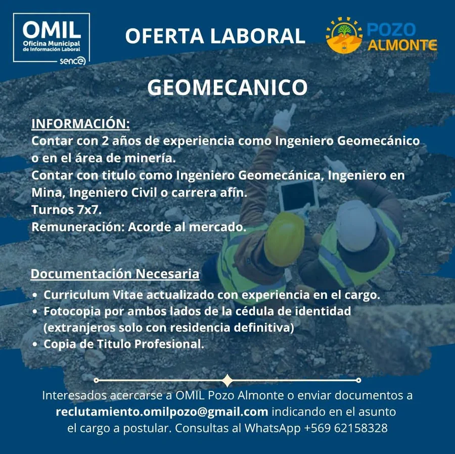 Ingeniero Geomecánico para Pozo Almonte - imagen 1