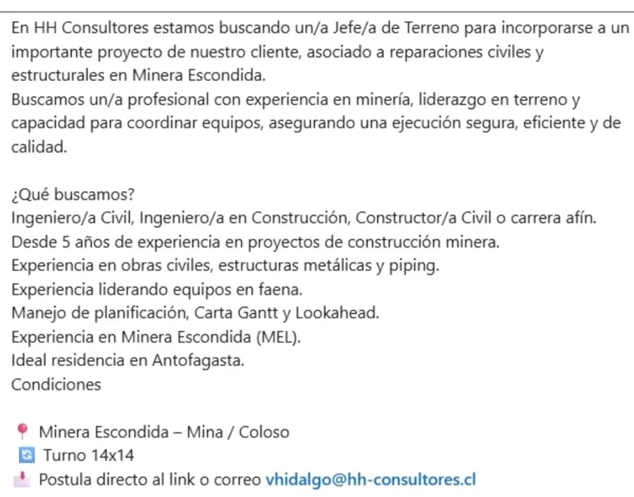 Jefe de Terreno - imagen 1