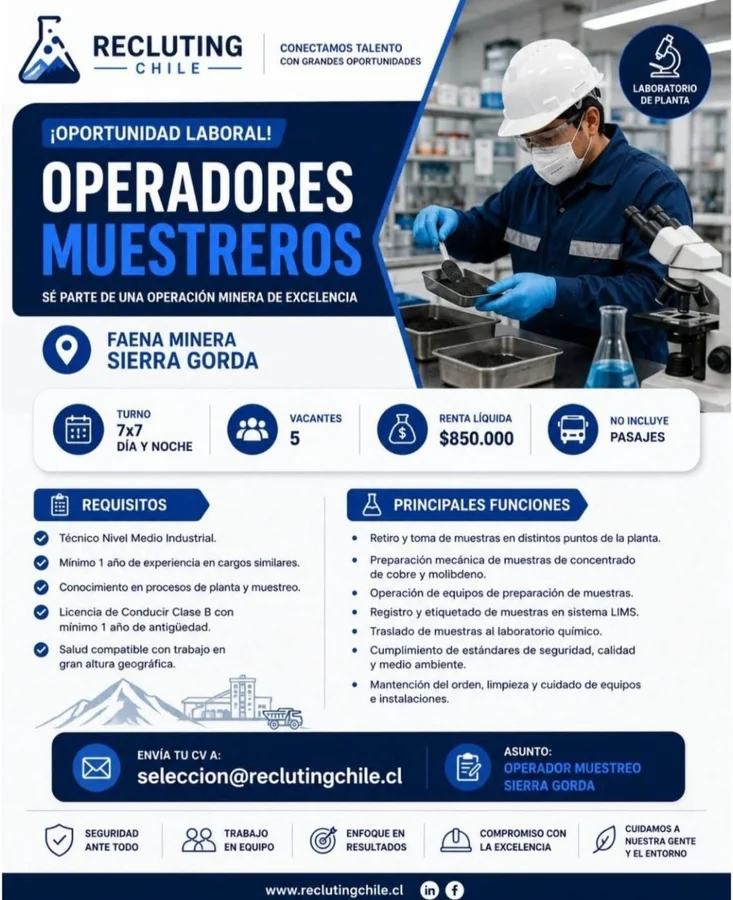 Operador de Muestreo Sierra Gorda - imagen 1