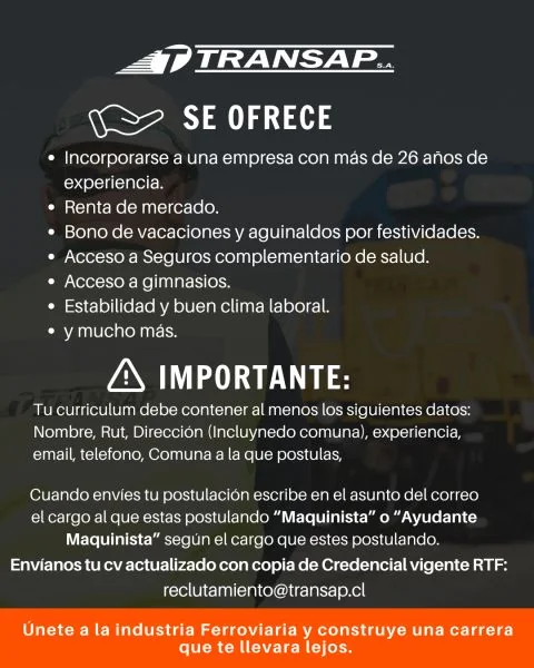 Oferta laboral en empresa ferroviaria - imagen 1