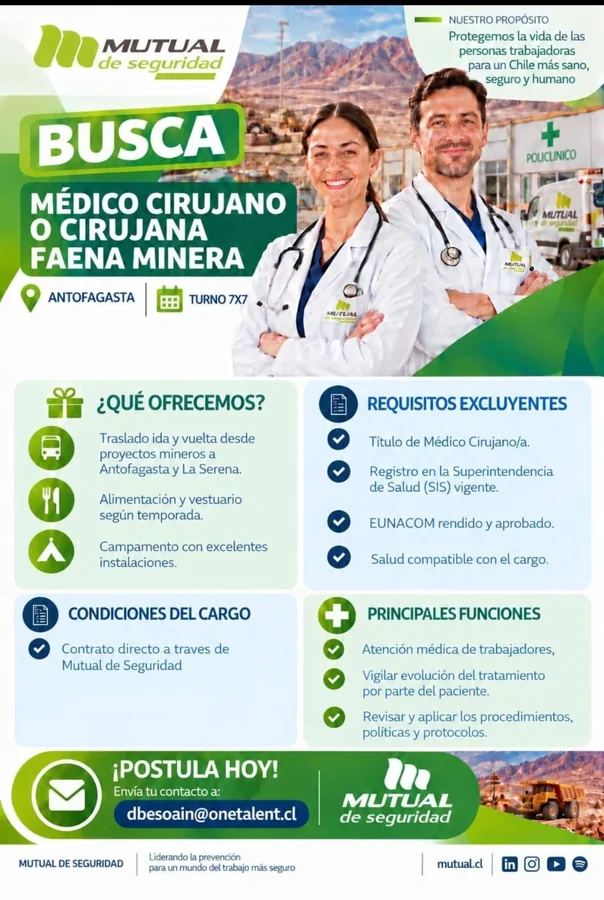 Médico Cirujano o Cirujana - Faena Minera - imagen 1