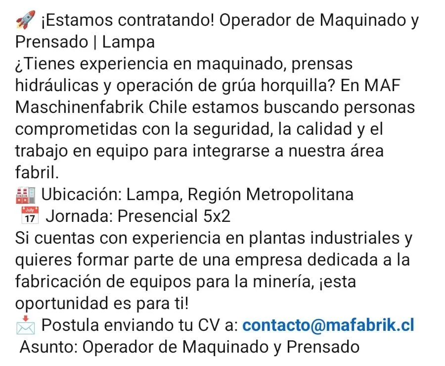 Operador de Maquinado y Prensado - imagen 1