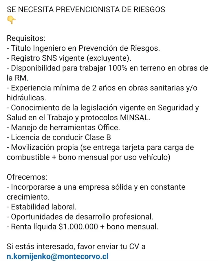 Prevencionista de Riesgos - imagen 1