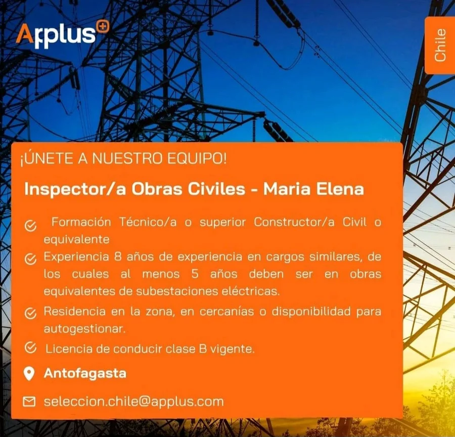 Inspector/a de Obras Civiles - María Elena - imagen 1