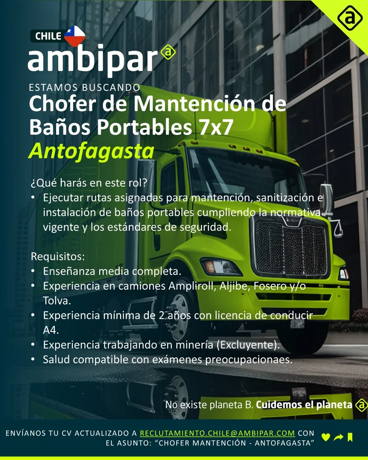 Chofer de Mantención de Baños Portables 7x7 - imagen 1