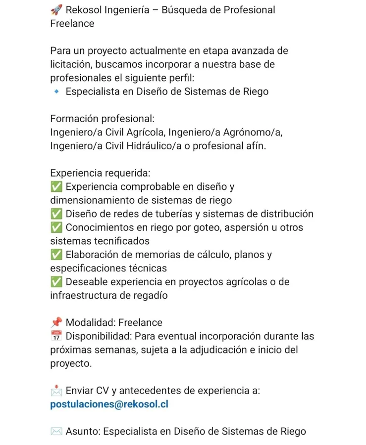 Especialista en Diseño de Sistemas de Riego - imagen 1