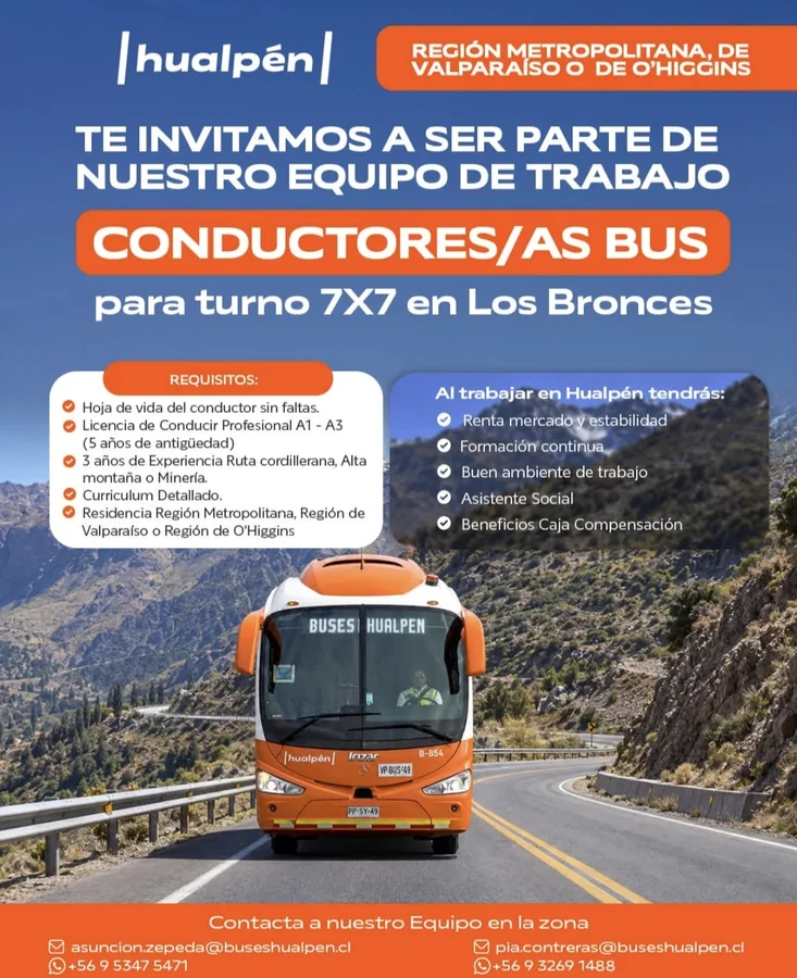 Conductor/a de Bus - Turno 7x7 en Los Bronces - imagen 1