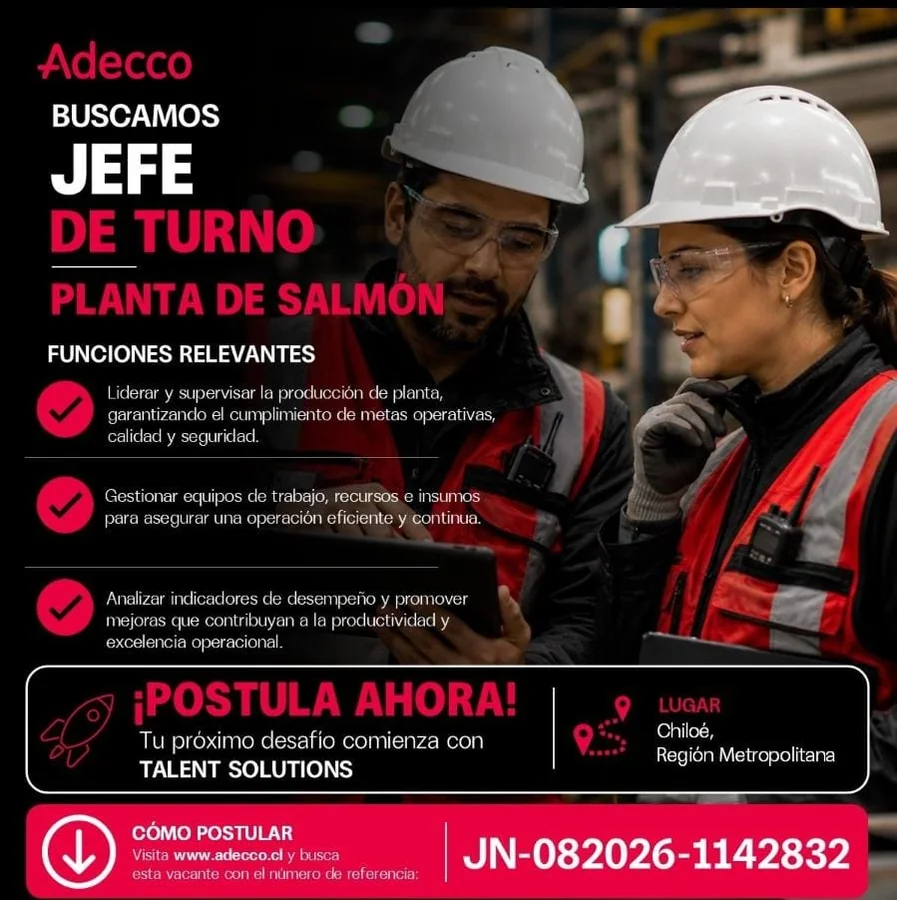 Jefe de Turno Planta de Salmón - imagen 1