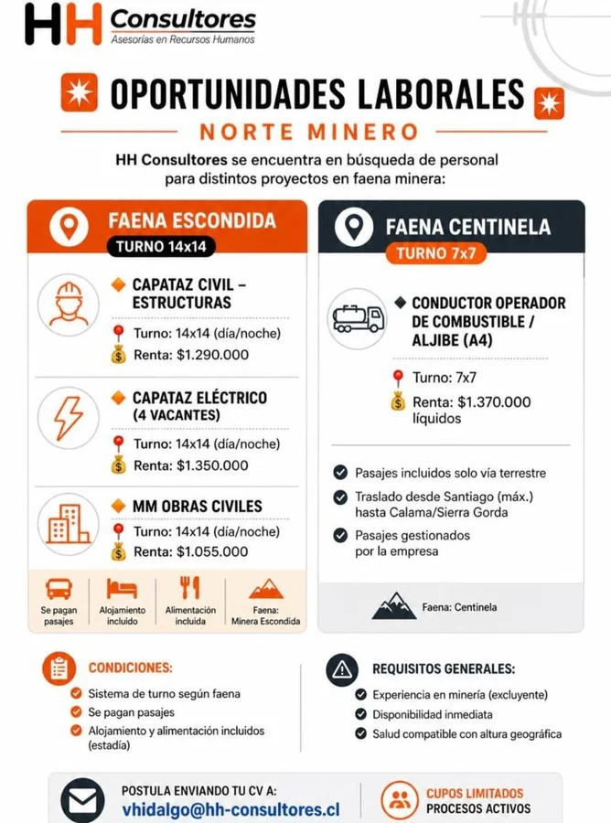 Oportunidades laborales en faenas mineras - imagen 1
