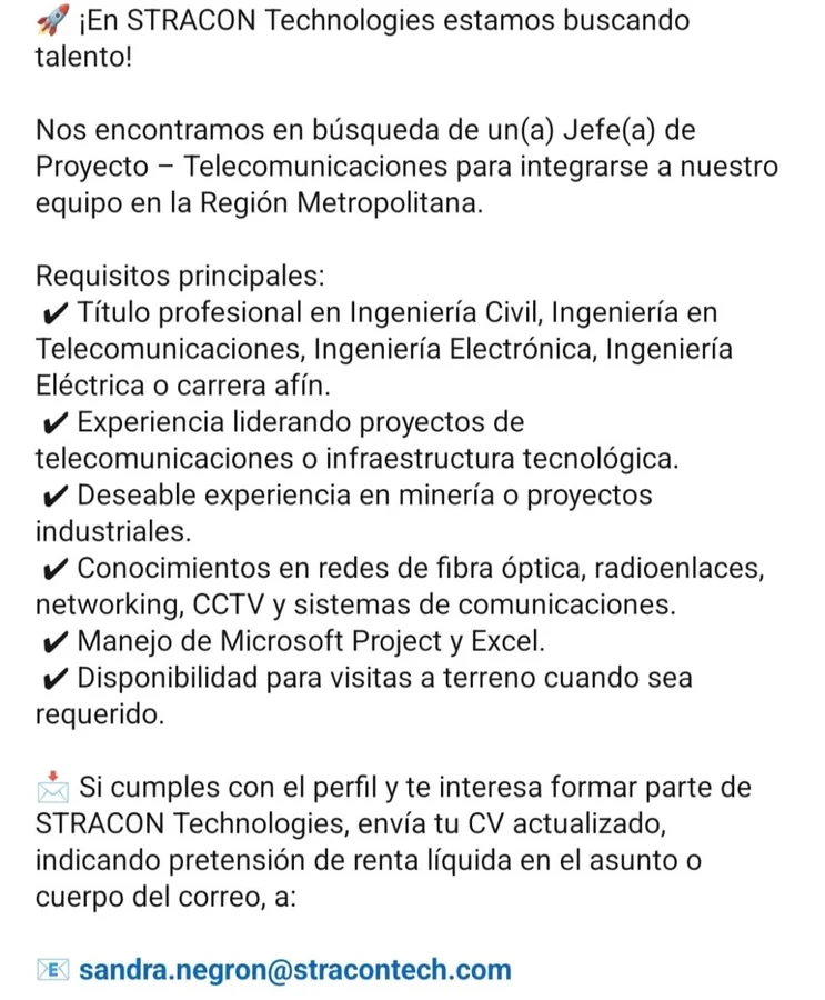 Jefe de Proyecto - Telecomunicaciones - imagen 1