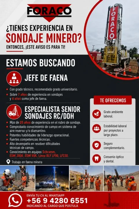 Jefe de Faena Sondajes Mineros - imagen 1